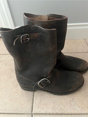 Frye Brown Leather Engineer Boots